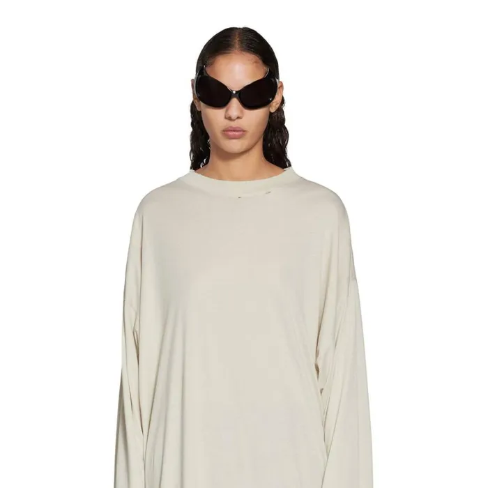 WomenMen Tshirts Balenciaga Balenciaga Long Sleeve Tshirt Oversized In Off White