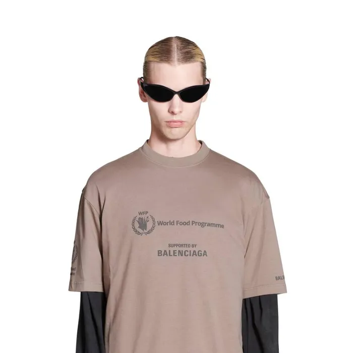 WomenMen Tshirts Balenciaga Wfp Tshirt Medium Fit In Beige