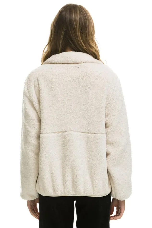 WomenMen Teddy Jackets Aviator Nation Teddy Apres Half Zip Jacket 8211 Vintage White