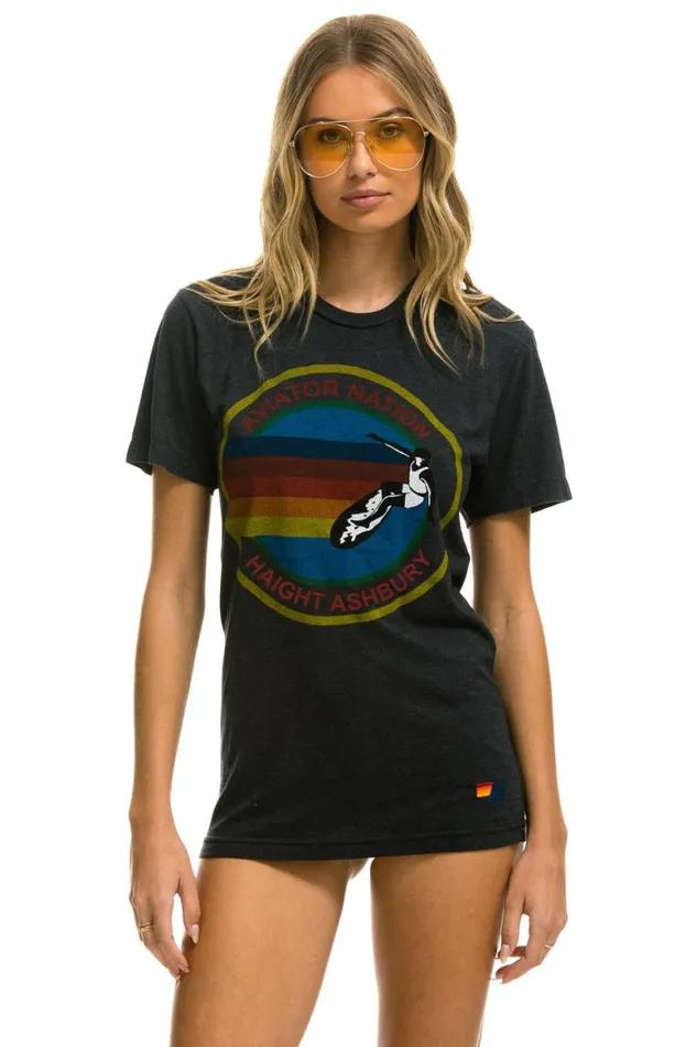WomenMen Tees Aviator Nation Haight Ashbury Tee 8211 Charcoal