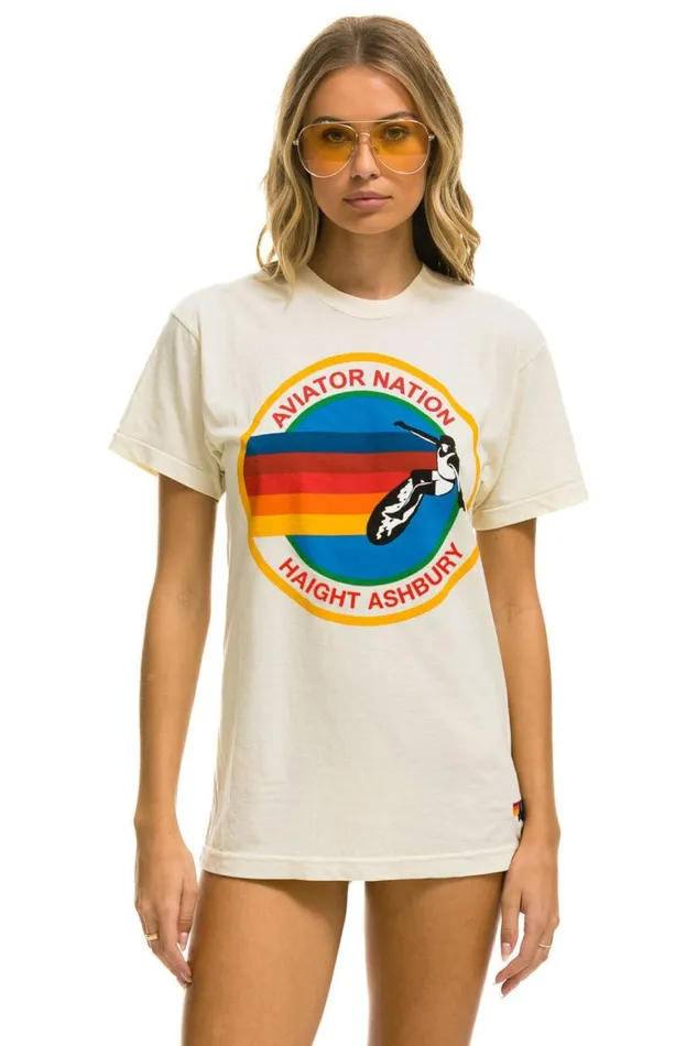 WomenMen Tees Aviator Nation Haight Ashbury Tee 8211 Vintage White