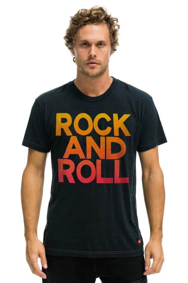 WomenMen Tees Aviator Nation Rock and Roll Fade Tee 8211 Charcoal