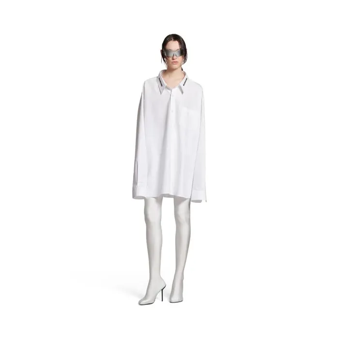 WomenMen Tops and Shirts Balenciaga Balenciaga Dropped Neckline Shirt Oversized In Whiteblack WomenMen Tops and Shirts Balenciaga Balenciaga Dropped Neckline Shirt Oversized In Whiteblack