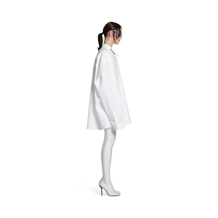 WomenMen Tops and Shirts Balenciaga Balenciaga Dropped Neckline Shirt Oversized In Whiteblack