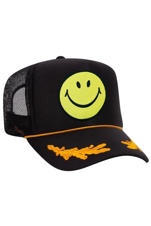 WomenMen Trucker Hats Aviator Nation Smiley Vintage Trucker Hat