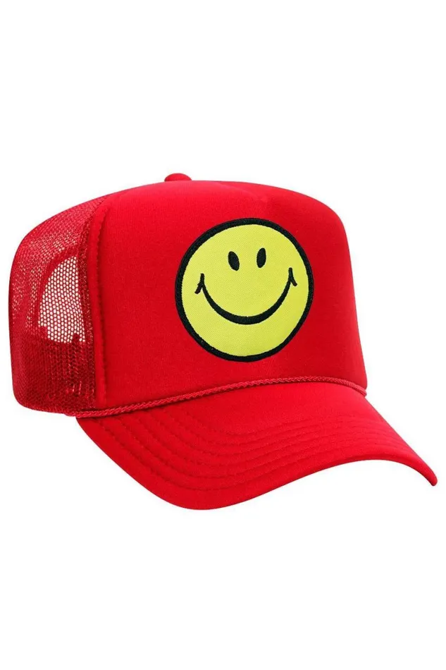 WomenMen Trucker Hats Aviator Nation Smiley Vintage Trucker Hat