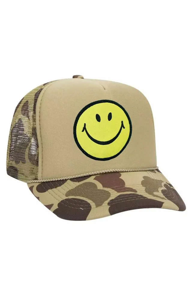 WomenMen Trucker Hats Aviator Nation Smiley Vintage Trucker Hat