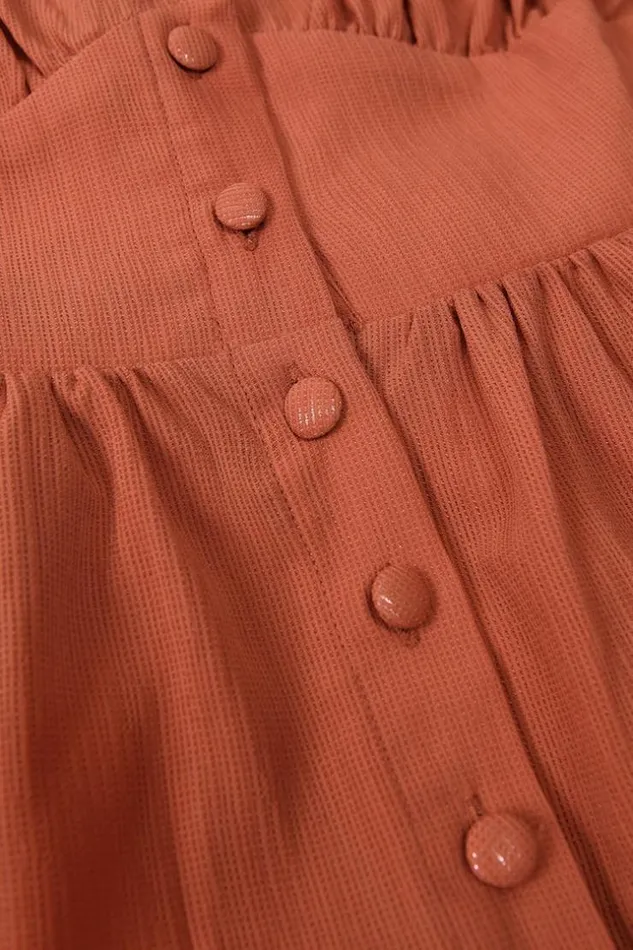 Women Midi Dresses Cupshe Aubriella Button Front Split Dress Orange