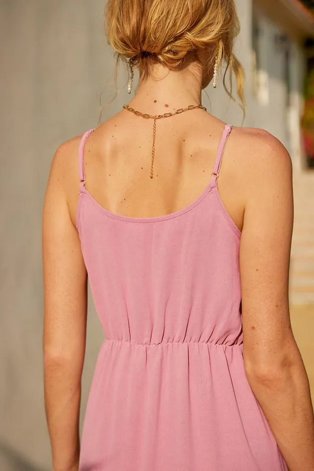 Women Midi Dresses Cupshe Corong Corong Sleeveless Lace Trims Thin Straps AShape Dress Pink