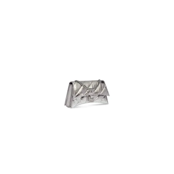 Women Mini Bags Balenciaga Crush Xs Chain Bag Metallized Quilted In Silver