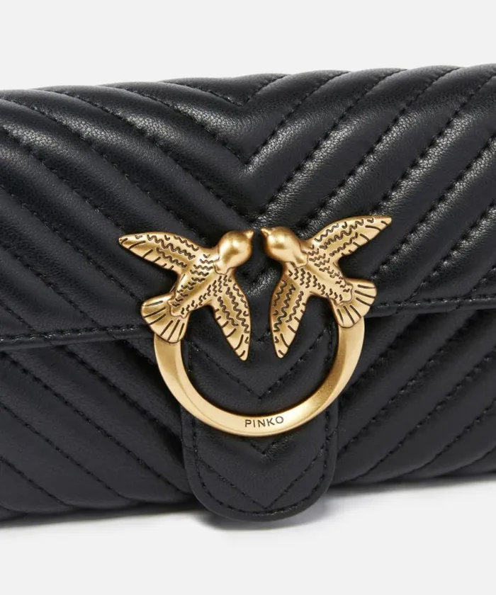 Women Mini Bags Pinko Love Bag One Wallet Chevron Blackantique Gold Women Mini Bags Pinko Love Bag One Wallet Chevron Blackantique Gold