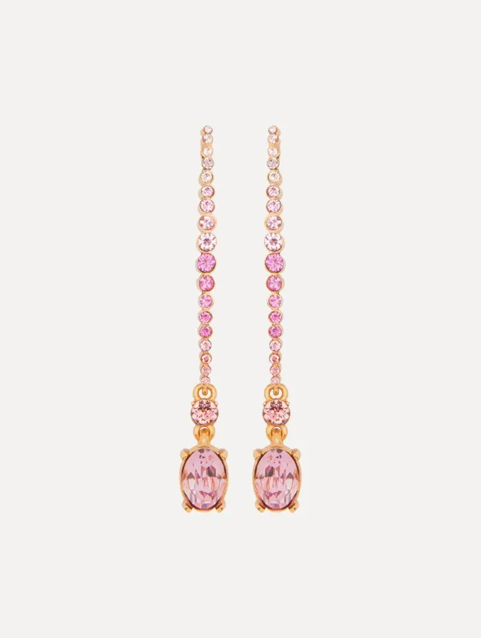 Women Moon And Oval Drop Earrings Rose Gold Multi Oscar De La Renta Earrings