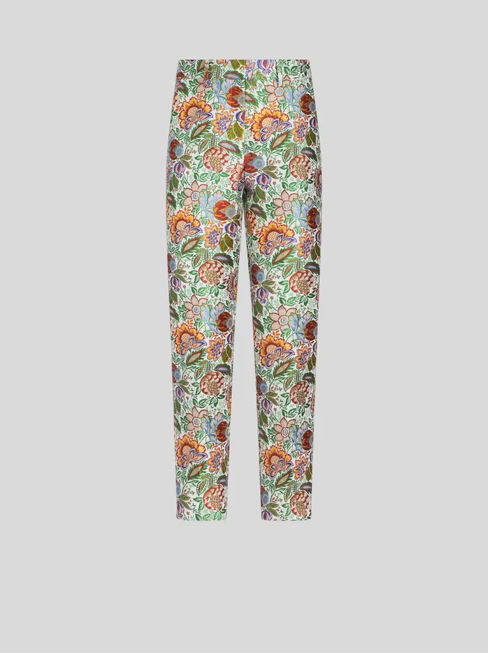 Women Multicoloured Bouquet Cigarette Trousers Etro Trousers