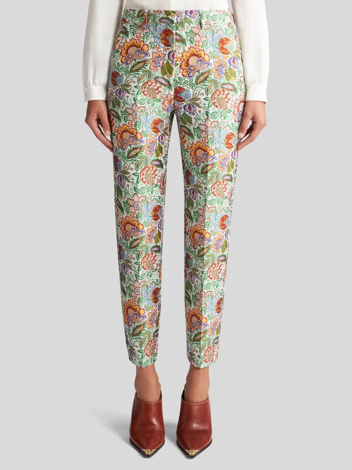 Women Multicoloured Bouquet Cigarette Trousers Etro Trousers
