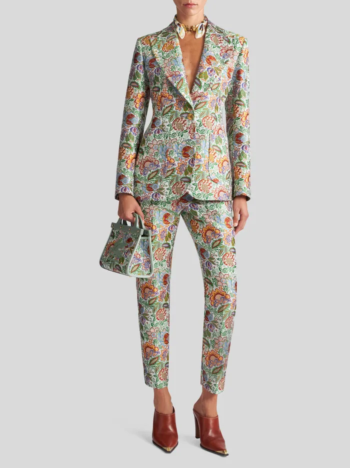 Women Multicoloured Bouquet Cigarette Trousers Etro Trousers