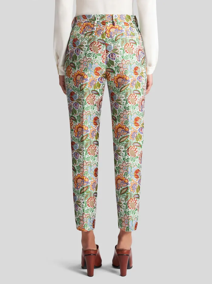 Women Multicoloured Bouquet Cigarette Trousers Etro Trousers