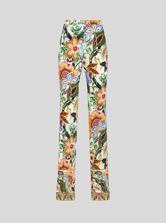 Women Multicoloured Bouquet Trousers Etro Trousers