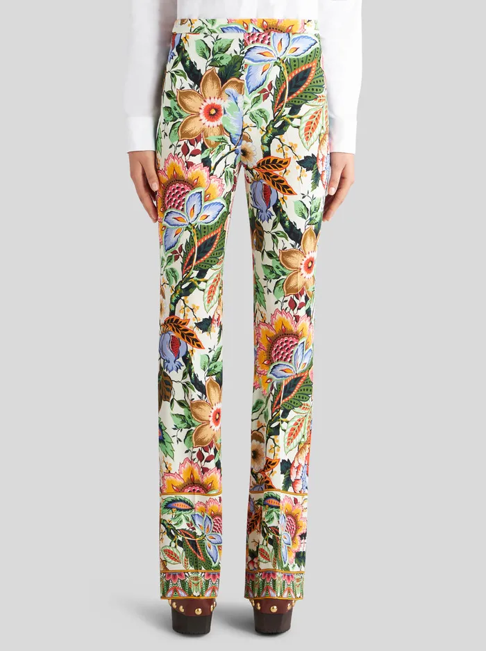 Women Multicoloured Bouquet Trousers Etro Trousers