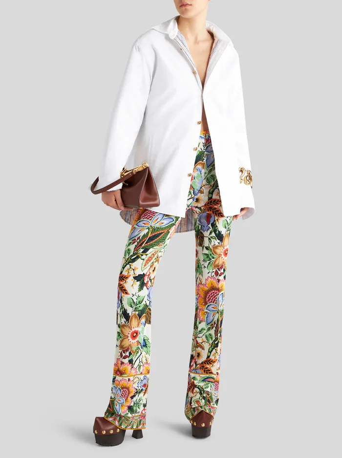 Women Multicoloured Bouquet Trousers Etro Trousers