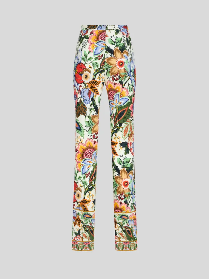 Women Multicoloured Bouquet Trousers Etro Trousers