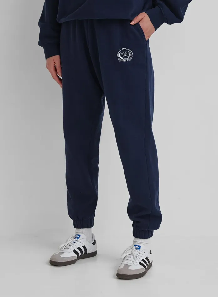 Women Navy Embroidered Oversized Joggers Apollo 4th and Reckless Athleisure