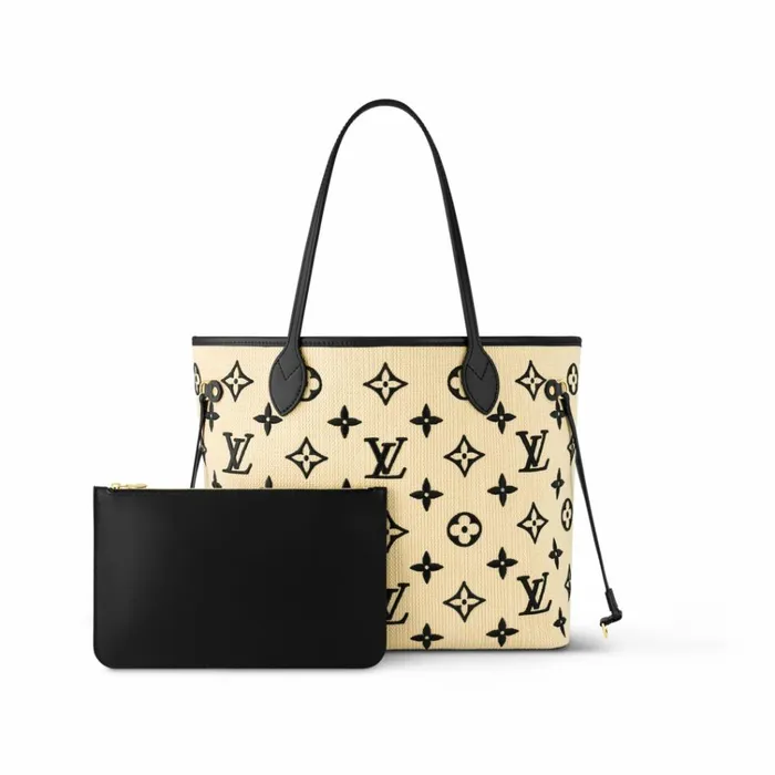 Women Neverfull Bag Louis Vuitton Louis Vuitton M22838 Neverfull MM Lotus Cotton Black Beige 8211 Louis Vuitton Handbag Store