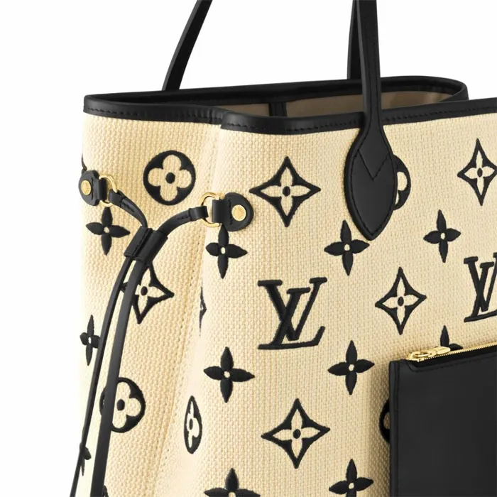 Women Neverfull Bag Louis Vuitton Louis Vuitton M22838 Neverfull MM Lotus Cotton Black Beige 8211 Louis Vuitton Handbag Store