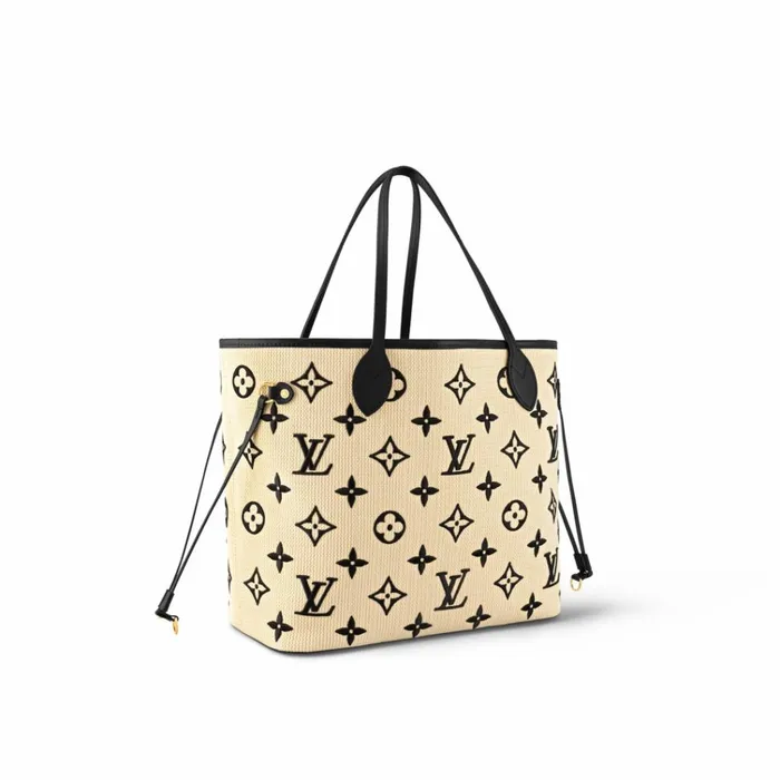 Women Neverfull Bag Louis Vuitton Louis Vuitton M22838 Neverfull MM Lotus Cotton Black Beige 8211 Louis Vuitton Handbag Store