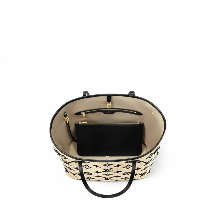 Women Neverfull Bag Louis Vuitton Louis Vuitton M22838 Neverfull MM Lotus Cotton Black Beige 8211 Louis Vuitton Handbag Store