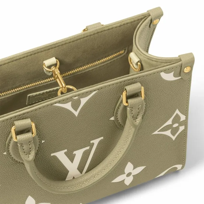 Women Onthego Bag Louis Vuitton Louis Vuitton M46647 OnTheGo PM Khaki Cream 8211 Louis Vuitton Handbag Store