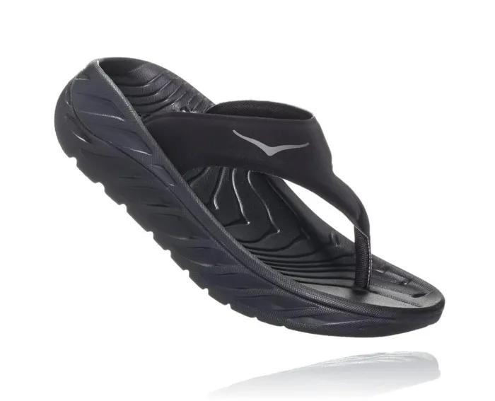 Women ORA Recovery Flip Black Dark Gull Gray HOKA ONE ONE Recovery Sandals