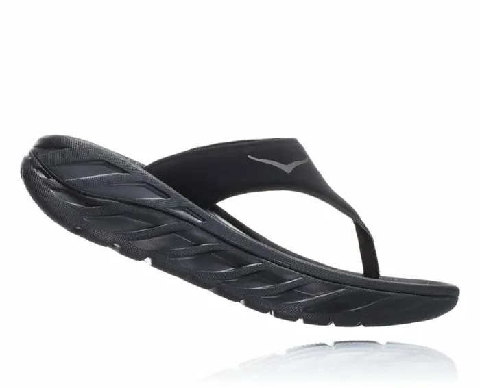 Women ORA Recovery Flip Black Dark Gull Gray HOKA ONE ONE Recovery Sandals