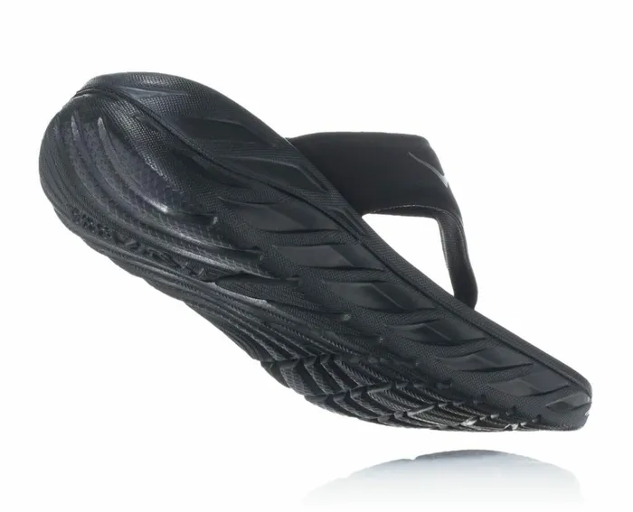 Women ORA Recovery Flip Black Dark Gull Gray HOKA ONE ONE Recovery Sandals