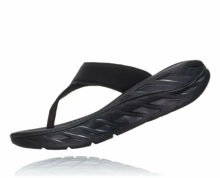 Women ORA Recovery Flip Black Dark Gull Gray HOKA ONE ONE Recovery Sandals