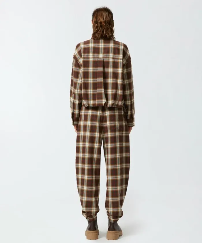 Women Outerwear Pinko Check Shirtjacket Multicolour Brownred Women Outerwear Pinko Check Shirtjacket Multicolour Brownred