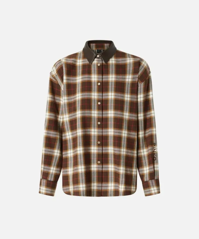 Women Outerwear Pinko Check Shirtjacket Multicolour Brownred Women Outerwear Pinko Check Shirtjacket Multicolour Brownred