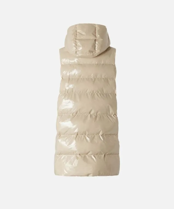 Women Outerwear Pinko Padded Puffer Gilet With Hood Beige Women Outerwear Pinko Padded Puffer Gilet With Hood Beige