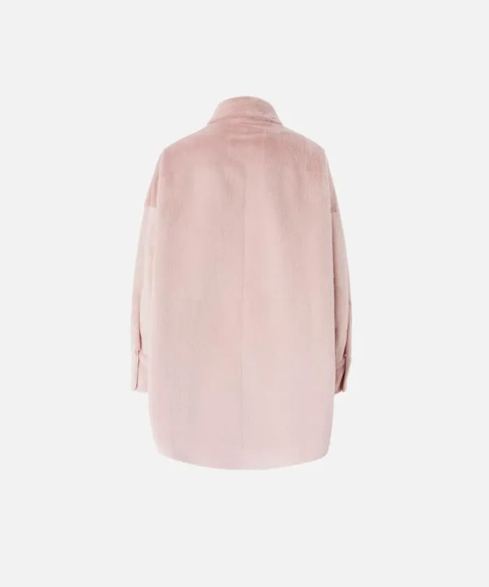 Women Outerwear Pinko Soft Sheepskineffect Shacket Nectar Pink Women Outerwear Pinko Soft Sheepskineffect Shacket Nectar Pink