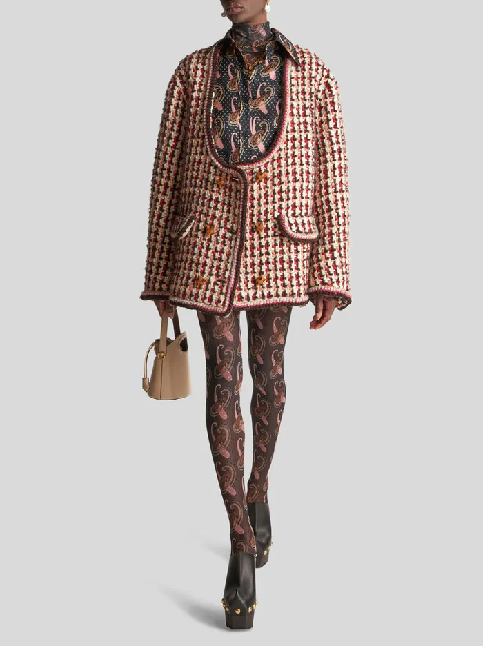Women Oversized Jacket In Heavyweight Boucl Wool Fabric Etro Coats And Outerwear