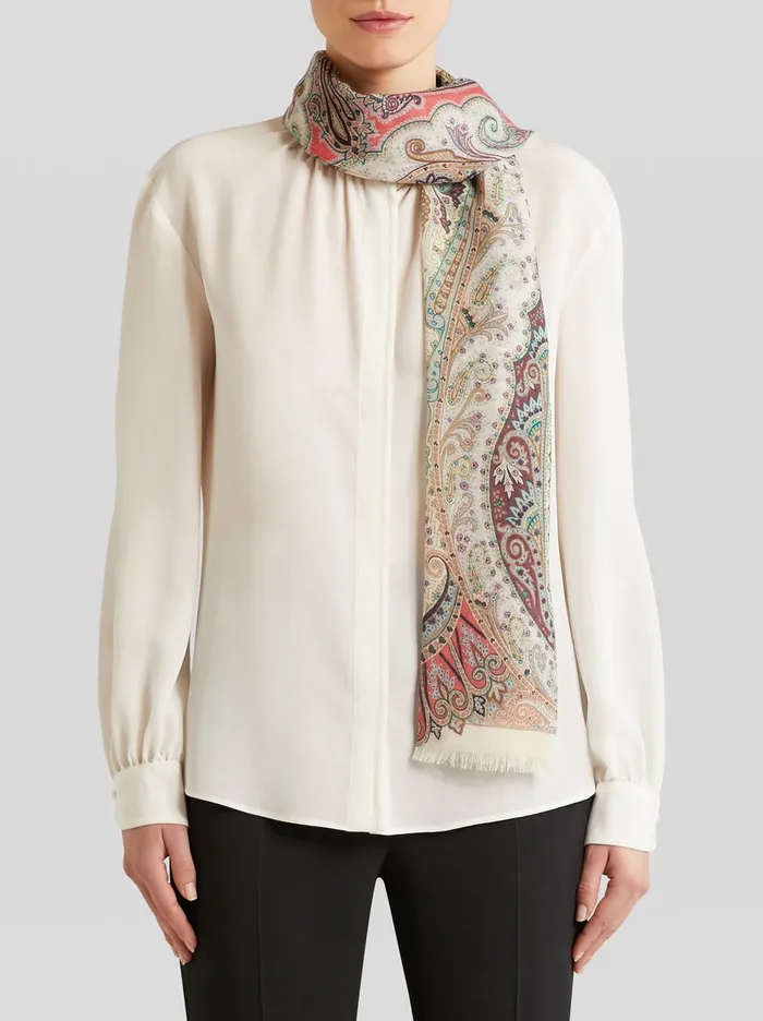 Women Paisley Cashmere Scarf Etro Scarves And Silk