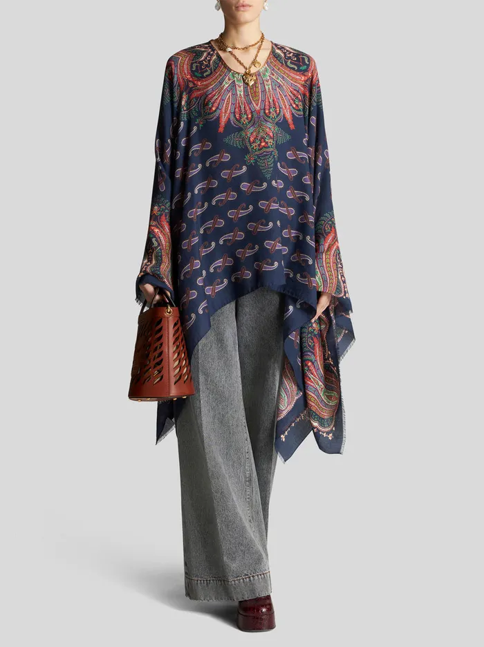 Women Paisley Design Cape Etro Coats And Outerwear