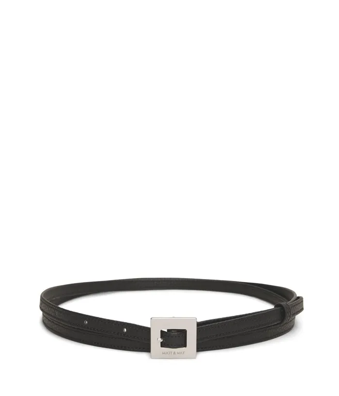 Women Path Vegan Leather Waist Belt Black Matt and Nat Belts