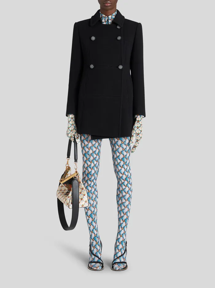 Women Peacoat With Floral Buttons Etro Coats And Outerwear