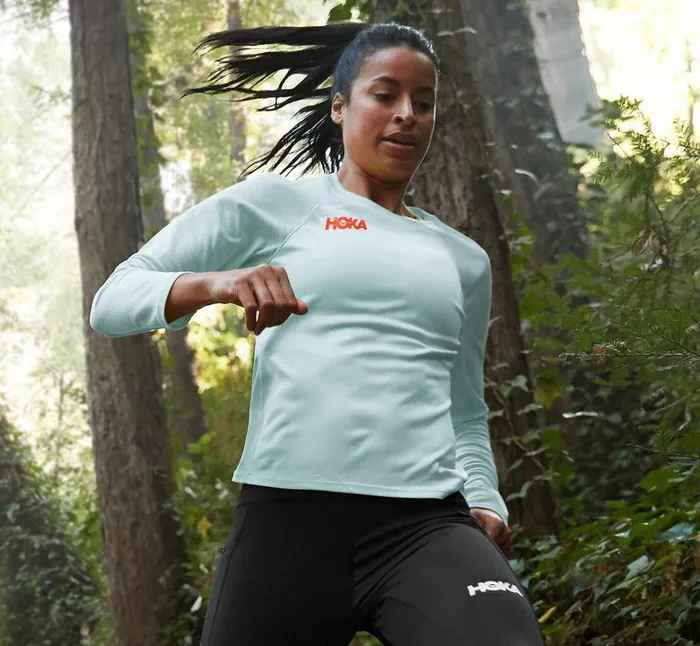 Women Performance Long Sleeve Wan Blue HOKA ONE ONE Tops