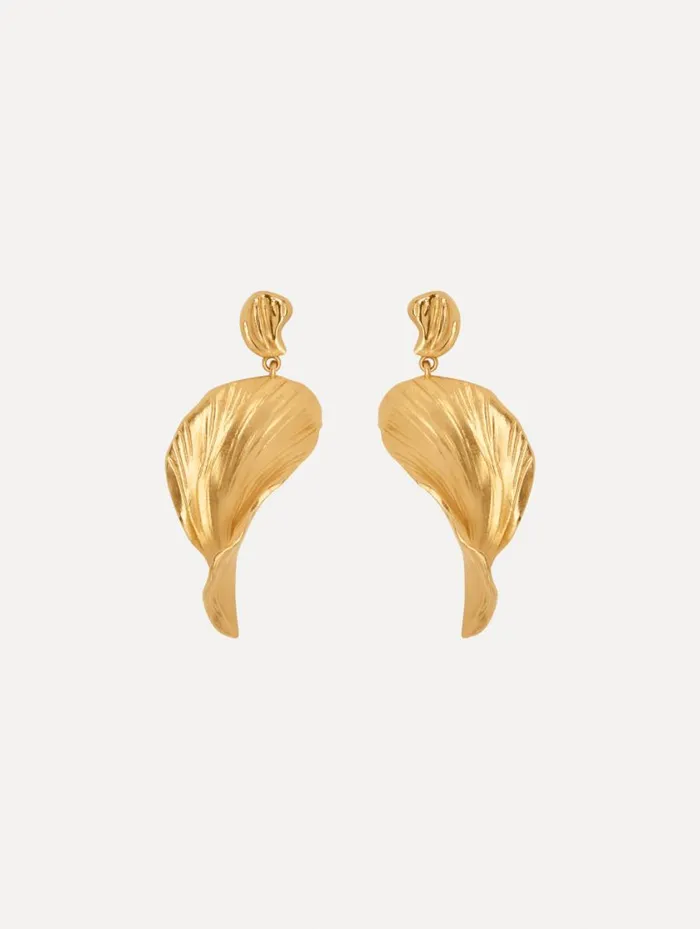 Women Petal Drop Earrings Gold Oscar De La Renta Earrings