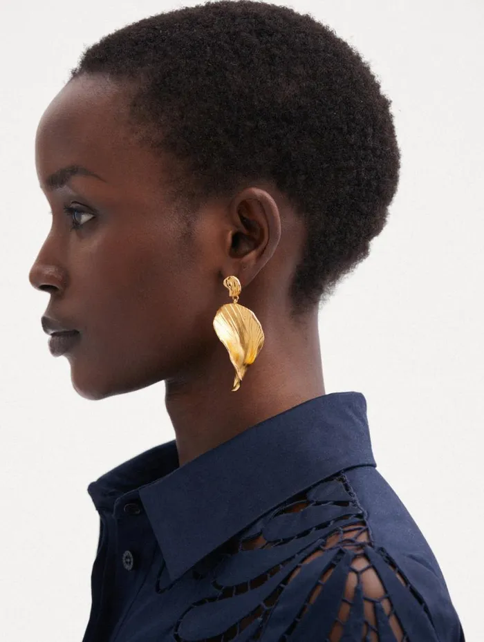 Women Petal Drop Earrings Gold Oscar De La Renta Earrings Women Petal Drop Earrings Gold Oscar De La Renta Earrings
