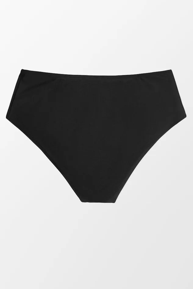 Women Plus Size and Curve Bikinis Cupshe Amiyah Black High Waist Plus Size Bikini Bottom Black