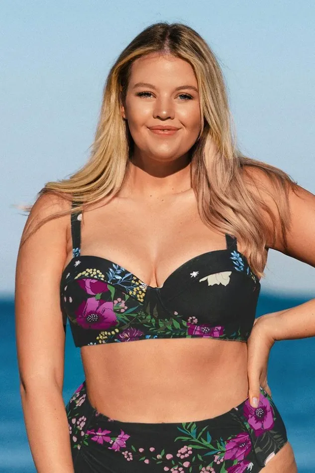 Women Plus Size and Curve Bikinis Cupshe Annabelle Floral Moulded Cup Plus Size Bikini Top Black Women Plus Size and Curve Bikinis Cupshe Annabelle Floral Moulded Cup Plus Size Bikini Top Black