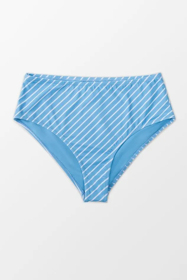 Women Plus Size and Curve Bikinis Cupshe Julie Blue Striped Plus Size Bikini Bottom Blue