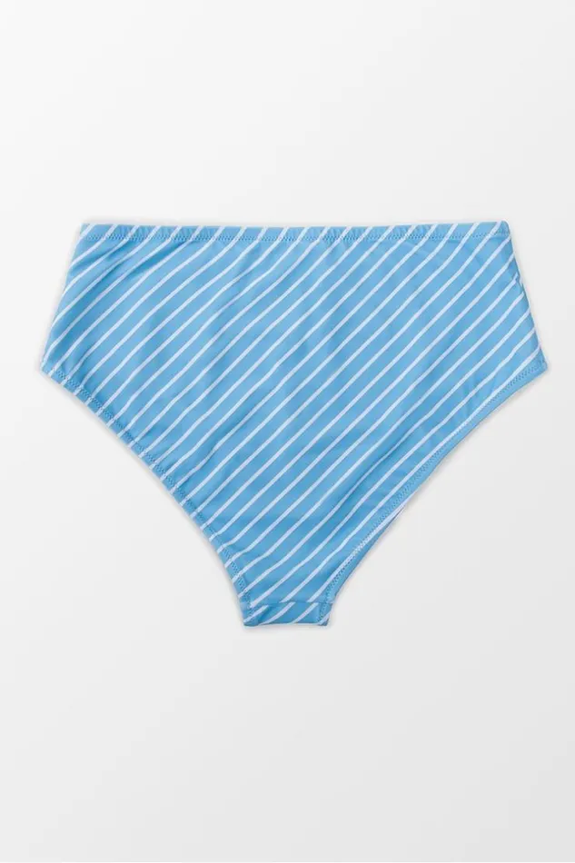 Women Plus Size and Curve Bikinis Cupshe Julie Blue Striped Plus Size Bikini Bottom Blue